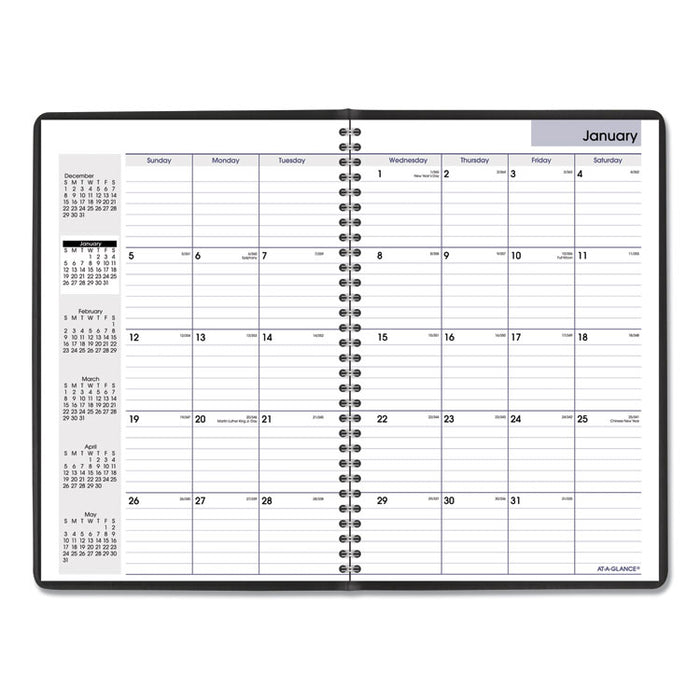 Monthly Planner, 11 7/8 x 7 7/8, Black Cover, 2019-2020