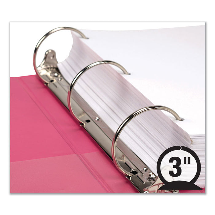 Earth's Choice Biobased Economy Round Ring View Binders, 3 Rings, 3" Capacity, 11 x 8.5, Berry