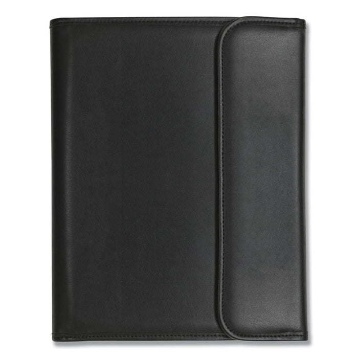 Professional Tri-Fold Padfolio w/Calculator, Writing Pad, Vinyl, Black