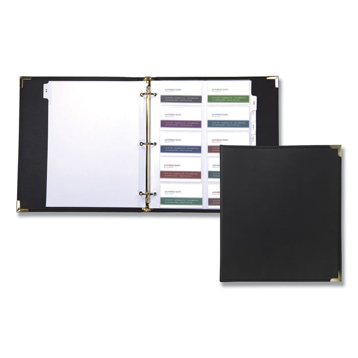 Classic Vinyl Business Card Binder, 200 Card Cap, 2 x 3 1/2 Cards, Ebony