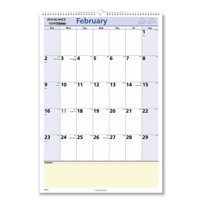 QuickNotes Wall Calendar, 15 1/2 x 22 3/4, 2020