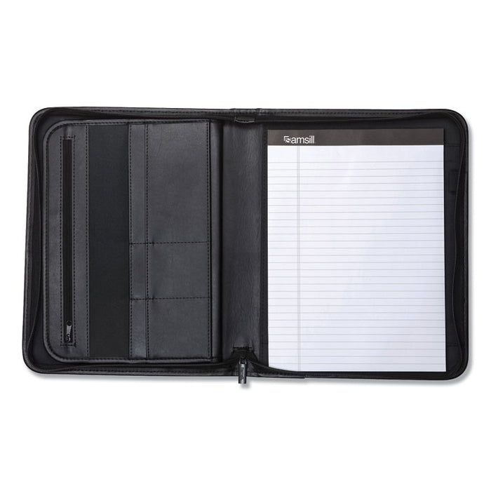 Professional Zippered Pad Holder, Pockets/Slots, Writing Pad, Black