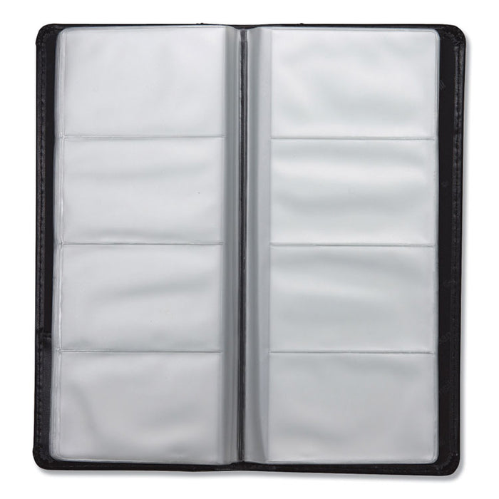 Regal Leather Business Card File, 96 Card Capacity, 2 x 3 1/2 Cards, Black