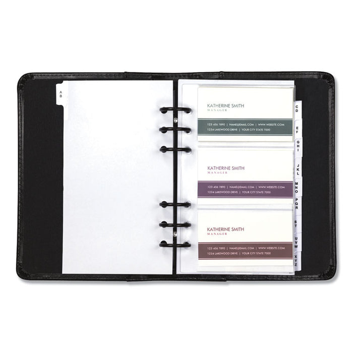 Regal Leather Business Card Binder, 120 Card Capacity, 2 x 3 1/2 Cards, Black