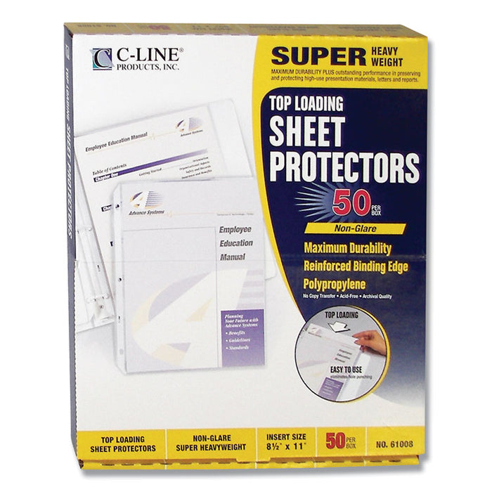 Super Heavyweight Poly Sheet Protectors, Non-Glare, 2", 11 x 8.5, 50/Box