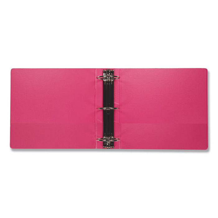 Earth's Choice Biobased Economy Round Ring View Binders, 3 Rings, 4" Capacity, 11 x 8.5, Berry