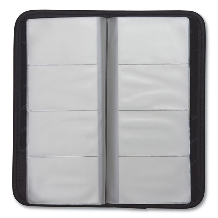 Professional Vinyl Business Card File, Holds 160 2 x 3.5 Cards, 4.75 x 10.13, Black