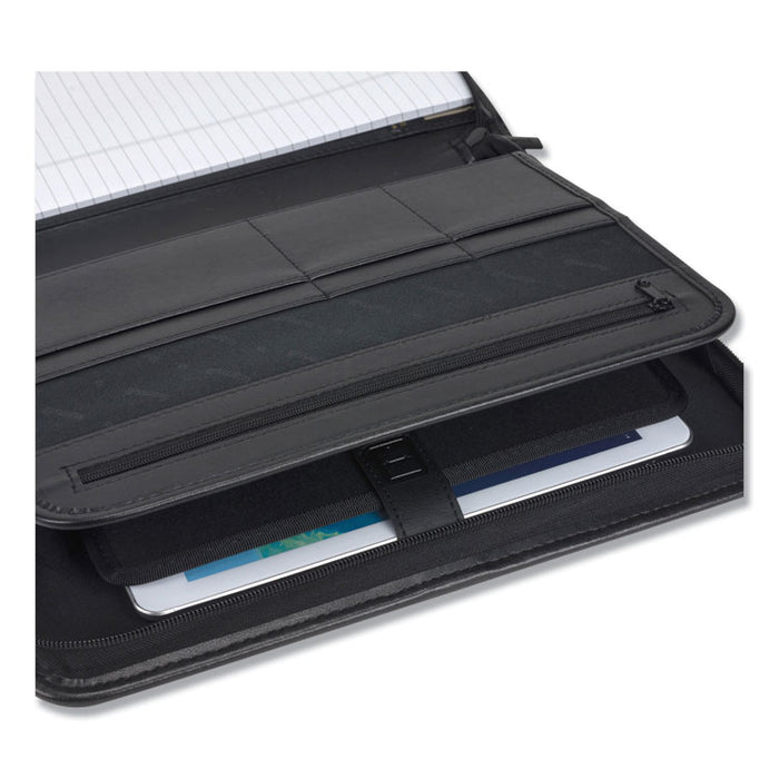 Professional Zippered Pad Holder, Pockets/Slots, Writing Pad, Black