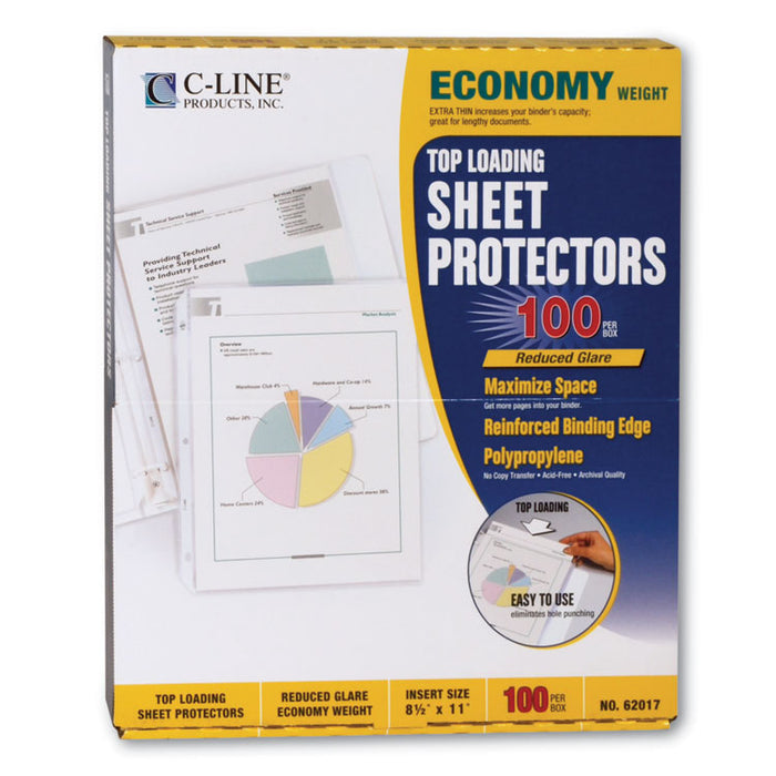 Economy Weight Poly Sheet Protectors, Reduced Glare, 2", 11 x 8.5, 100/Box