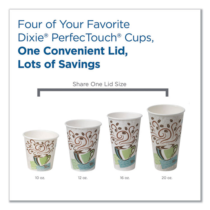 Reclosable Lids, Fits 12 oz to 20 oz Dixie Cups, 10 oz to 20 oz PerfecTouch Cups, White, 100/Pack, 10 Packs/Carton