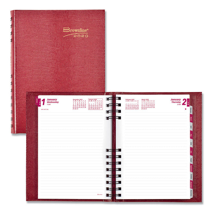 CoilPro Ruled Daily Planner, 8.25 x 5.75, Red Cover, 12-Month (Jan to Dec): 2023