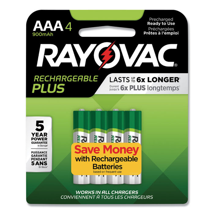 Recharge Plus NiMH Batteries, AAA, 4/Pack