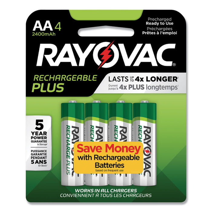 Recharge Plus NiMH Batteries, AA, 4/Pack