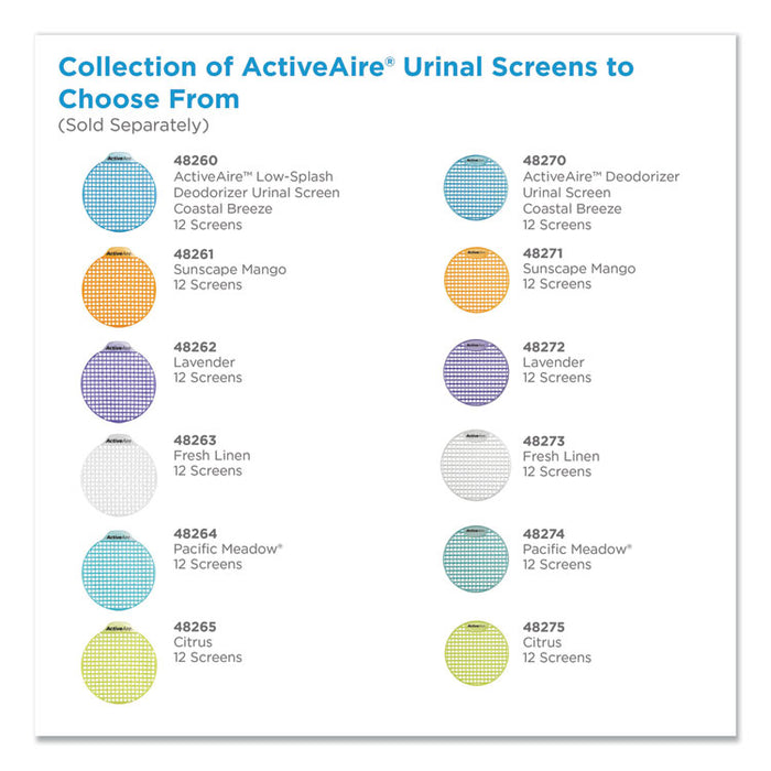 ActiveAire Deodorizer Urinal Screen, Coastal Breeze, Blue, 12/Ctn