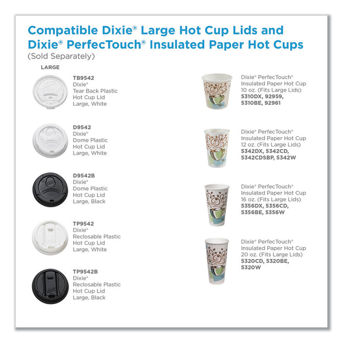 Reclosable Lids, Fits 12 oz to 20 oz Dixie Cups, 10 oz to 20 oz PerfecTouch Cups, White, 100/Pack, 10 Packs/Carton