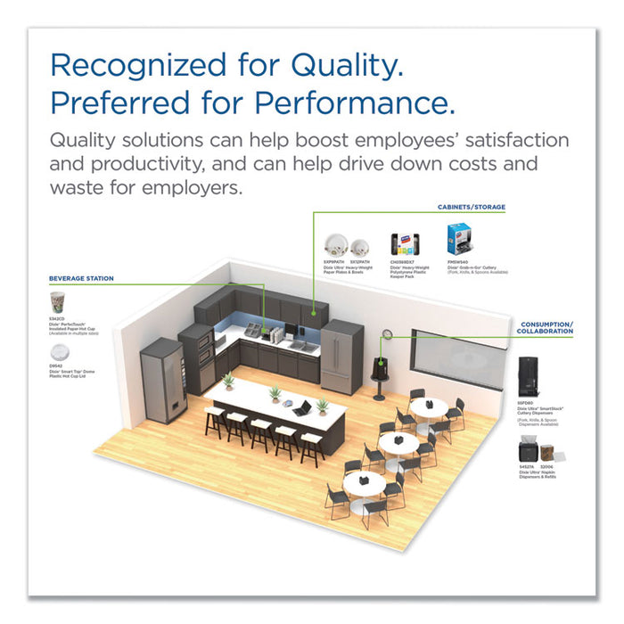 Reclosable Lids, Fits 12 oz to 20 oz Dixie Cups, 10 oz to 20 oz PerfecTouch Cups, White, 100/Pack, 10 Packs/Carton