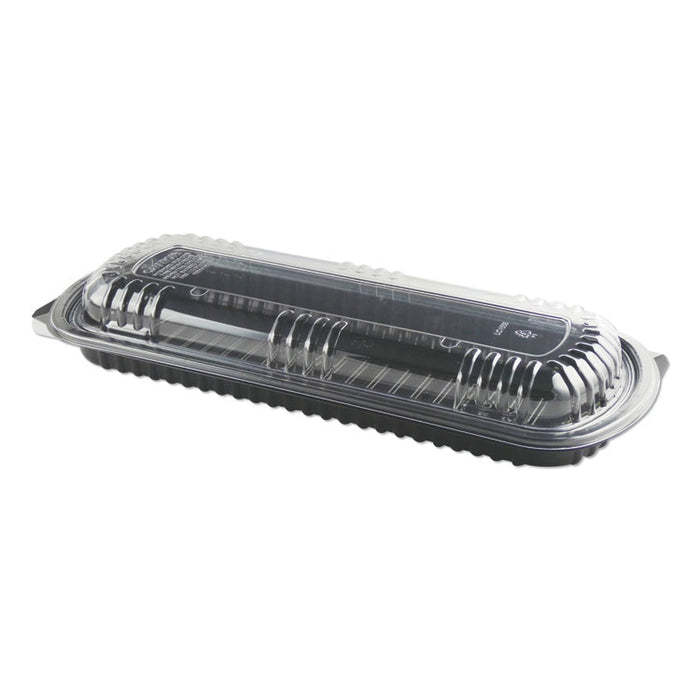 MicroRaves Rib Container w/Vented Anti-Fog Lids, Full Slab, Black/Clear, 150/CT