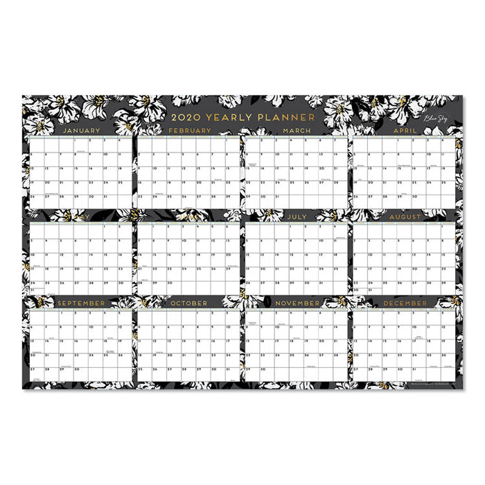 Laminated Baccara Dark Calendar, 36 x 24, 2020