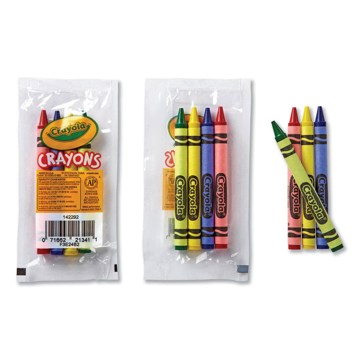 Classic Color Cello Pack Party Favor Crayons, 4 Colors/Pack, 360 Packs/Carton