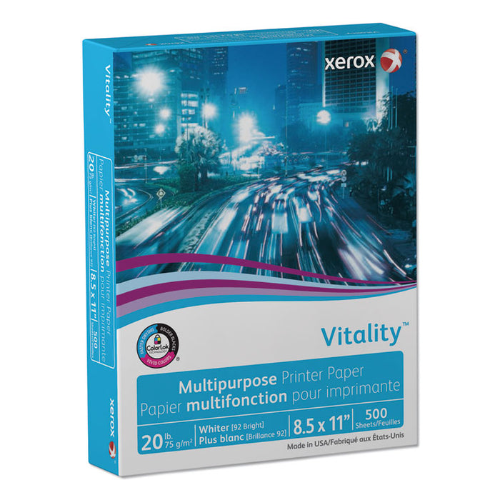 Vitality Multipurpose Print Paper, 92 Bright, 20 lb Bond Weight, 8.5 x 11, White, 500/Ream, 10 Reams/Ct, 40 Cartons/Pallet
