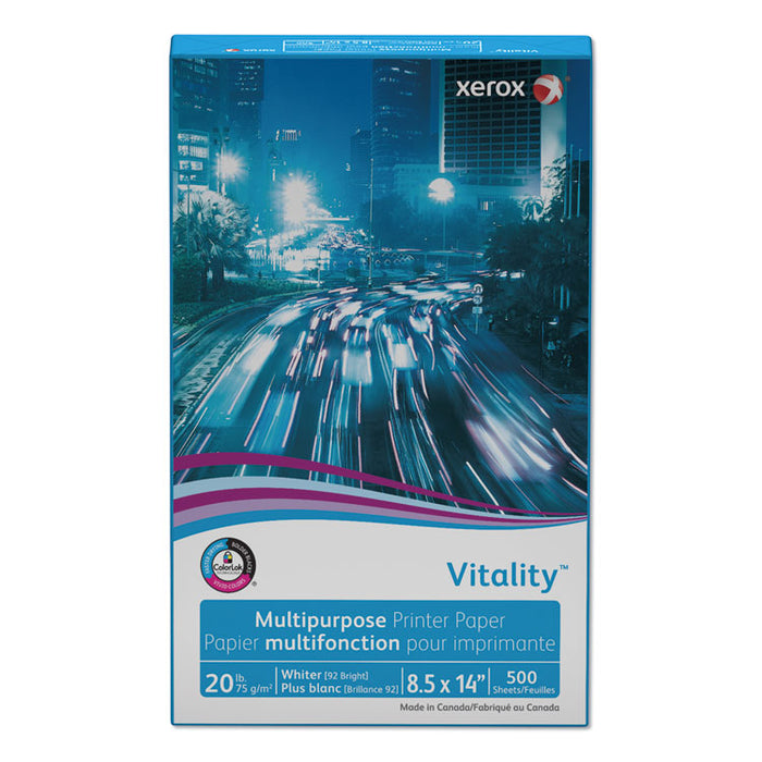 Vitality Multipurpose Print Paper, 92 Bright, 20 lb Bond Weight, 8.5 x 14, White, 500/Ream