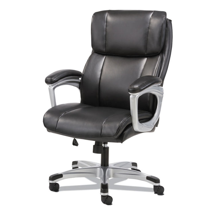 3-Fifteen Executive High-Back Chair, Supports Up to 225 lb, 20" to 24.8" Seat Height, Black Seat/Back, Chrome Base