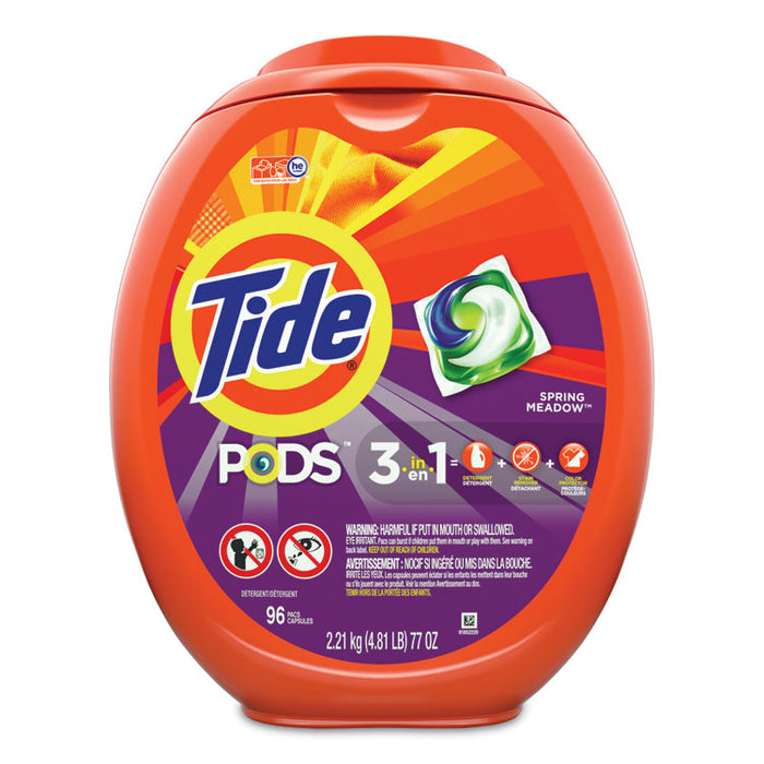 Detergent Pods, Spring Meadow, 96/Tub, 4 Tubs/Carton