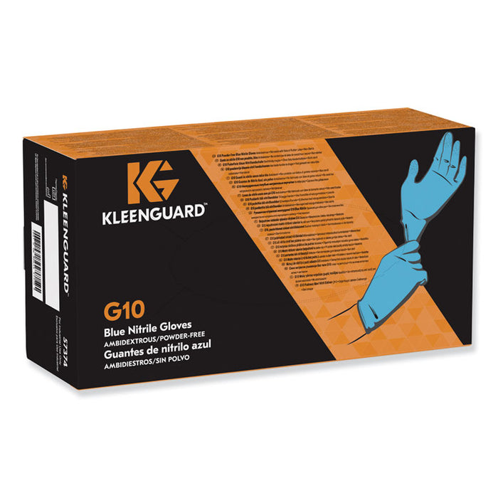 G10 Nitrile Gloves, Powder-Free, Blue, 242mm Length, Large, 100/Box, 10 Boxes/CT