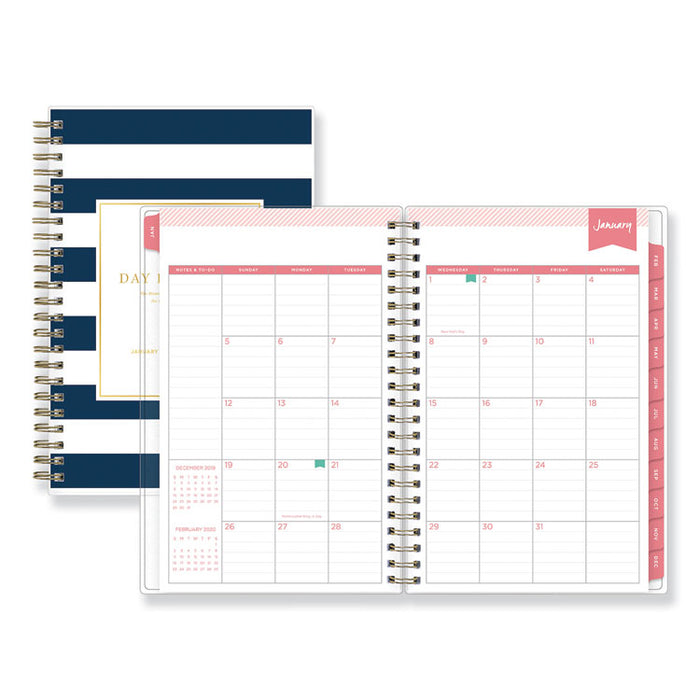 Day Designer Navy Stripe Daily/Monthly Planner, Navy Stripe Artwork, 8 x 5, Navy/White Cover, 12-Month (Jan to Dec): 2023