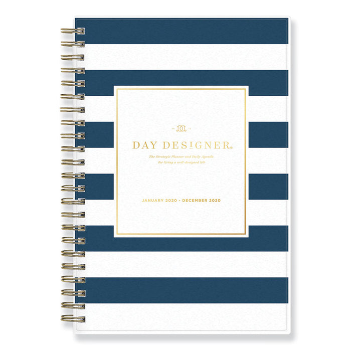Day Designer Navy Stripe Daily/Monthly Planner, Navy Stripe Artwork, 8 x 5, Navy/White Cover, 12-Month (Jan to Dec): 2023