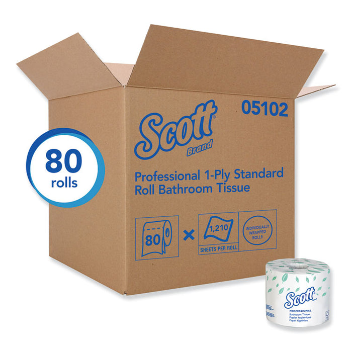 Essential Standard Roll Bathroom Tissue, Septic Safe, 1-Ply, White, 1210 Sheets/Roll, 80 Rolls/Carton