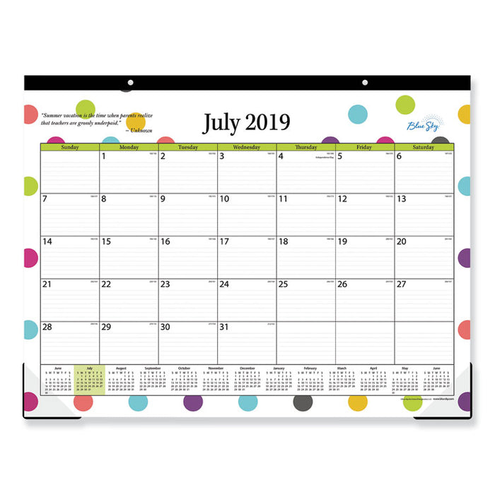 Teacher Dots Academic Year Desk Pad, 22 x 17, Assorted Color Dots, 2020-2021