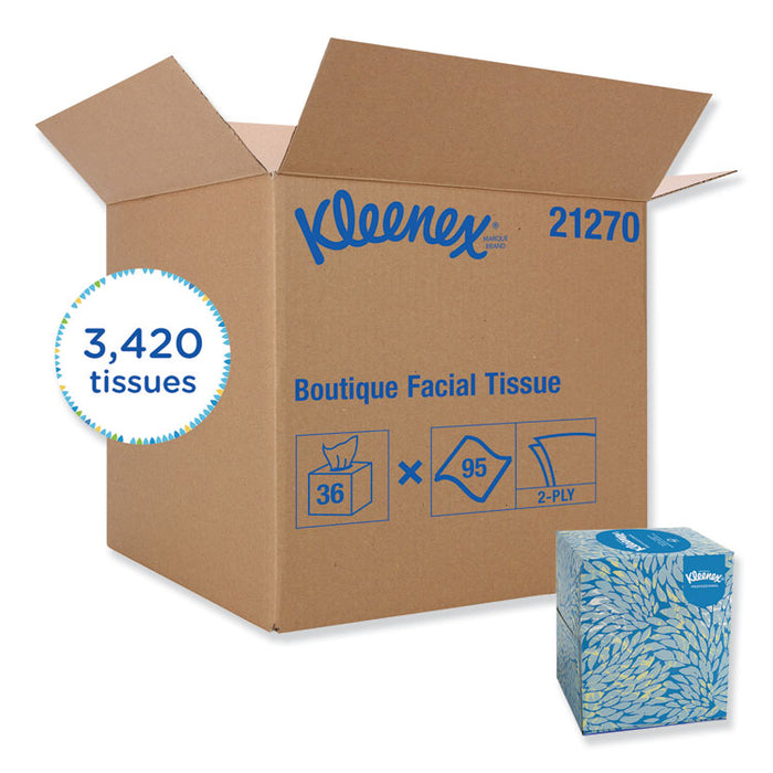 Boutique White Facial Tissue, 2-Ply, Pop-Up Box, 95 Sheets/Box, 36 Boxes/Carton