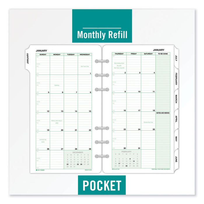 Monthly Classic Refill, 6 3/4 x 3 3/4, White/Green, 2020