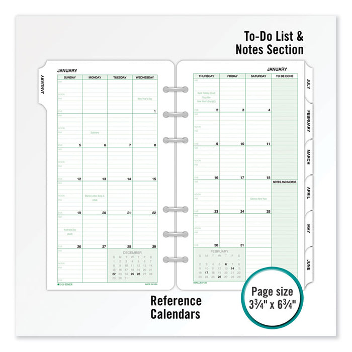 Monthly Classic Refill, 6 3/4 x 3 3/4, White/Green, 2020