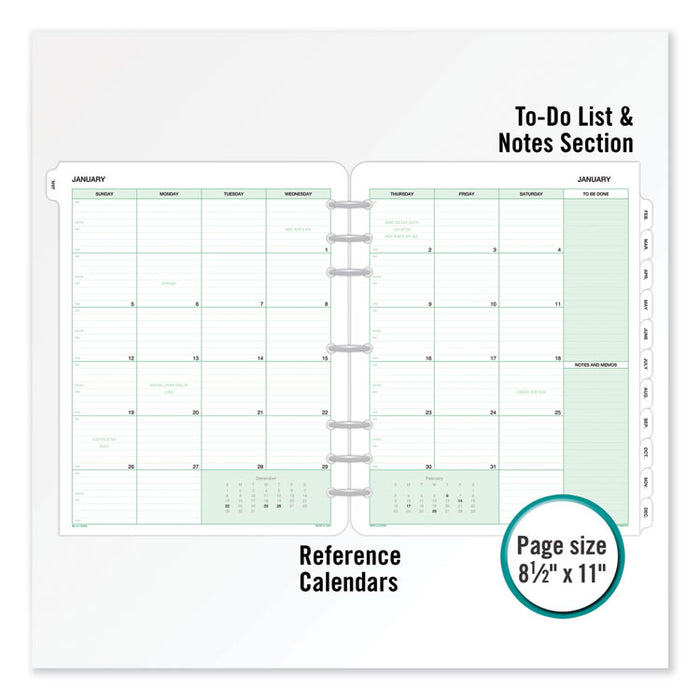 Monthly Classic Refill, 11 x 8 1/2, White/Green, 2020