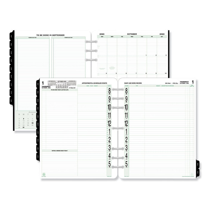 Original Two-Page-Per-Day Refill, 11 x 8 1/2, White/Green, 2020