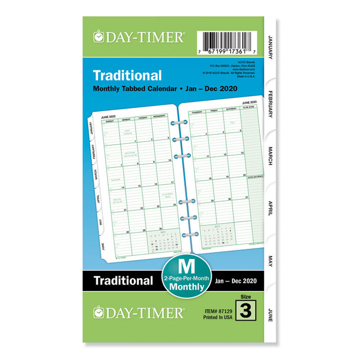 Monthly Classic Refill, 6 3/4 x 3 3/4, White/Green, 2020