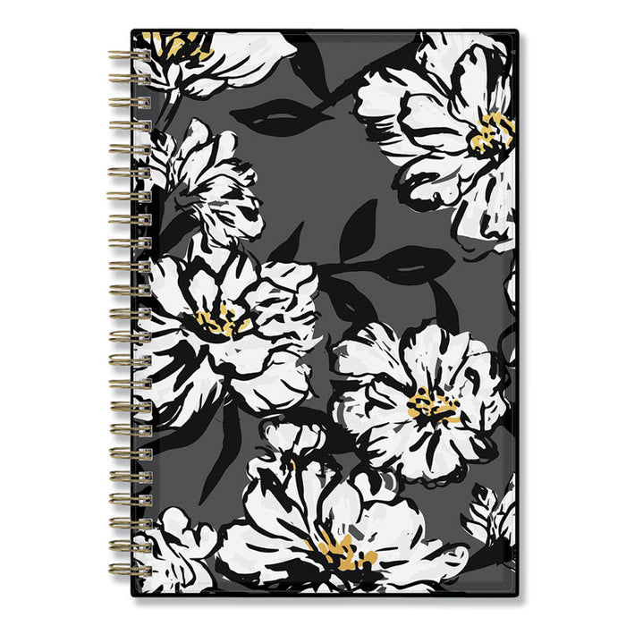 Baccara Dark Create-Your-Own Cover Weekly/Monthly Planner, Floral, 8 x 5, Gray/Black/Gold Cover, 12-Month (Jan-Dec): 2023
