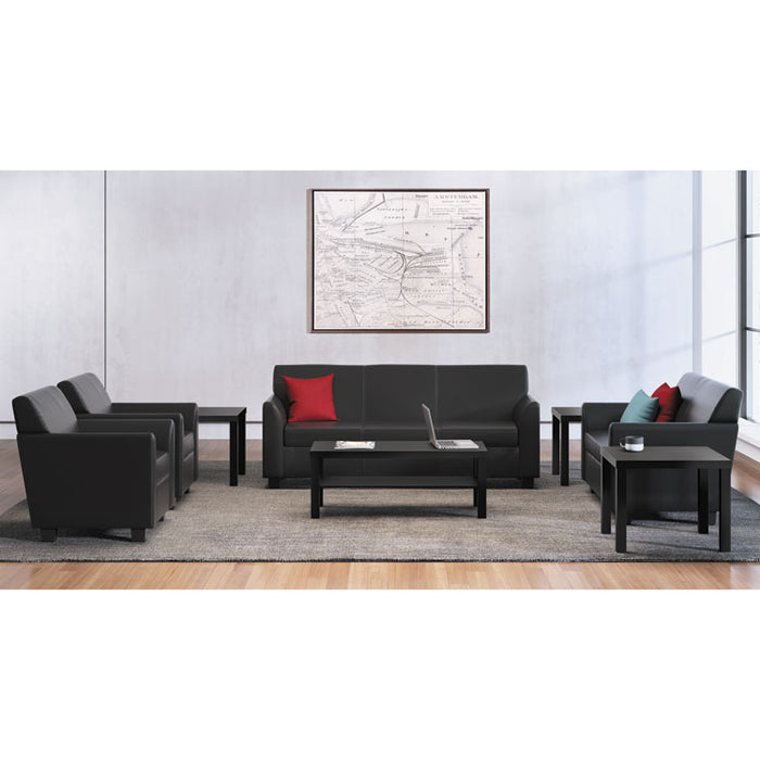 Circulate Leather Reception Two-Cushion Loveseat, 53.5w x 28.75d x 32h, Black