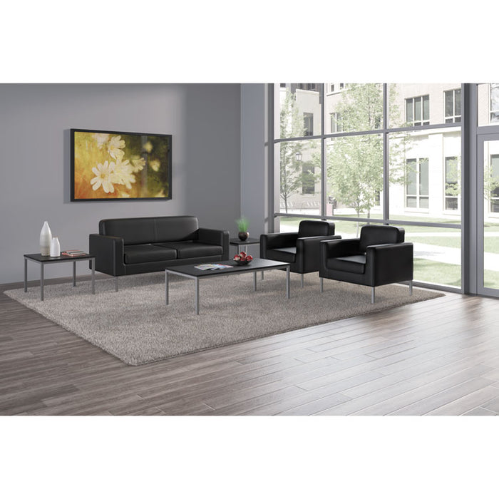 Corral Reception Seating Sofa, 67w x 28d x 30.5h, Black SofThread Leather