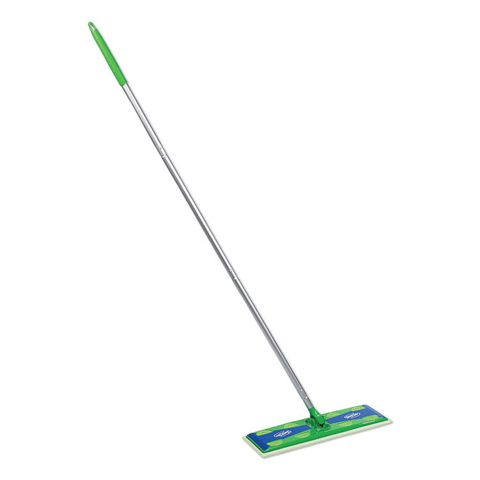Sweeper Mop, 17 x 5 White Cloth Head, 46" Green/Silver Aluminum/Plastic Handle, 3/Carton