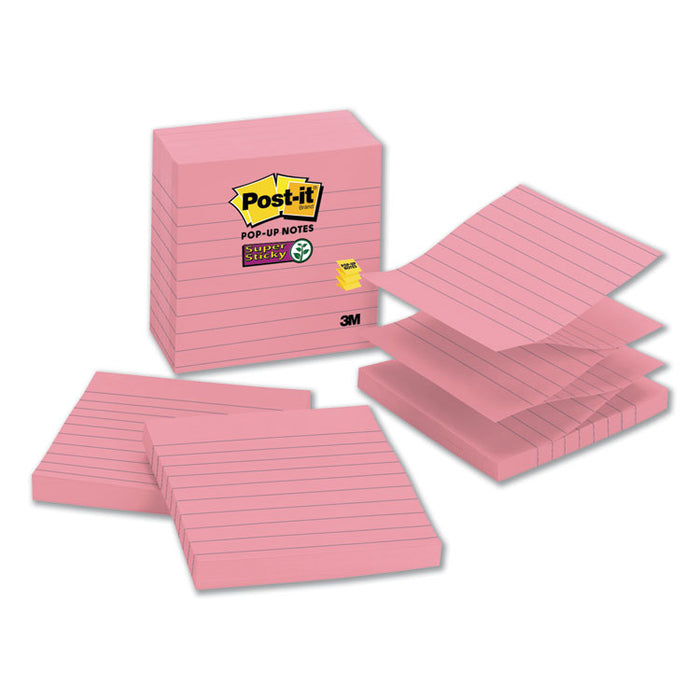 Pop-up Notes Refill, Note Ruled, 4" x 4", Neon Pink, 90 Sheets/Pad, 5 Pads/Pack