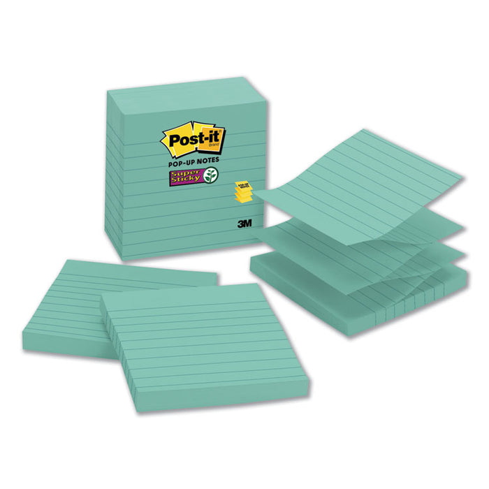 Pop-up Notes Refill, Note Ruled, 4" x 4", Aqua Wave, 90 Sheets/Pad, 5 Pads/Pack