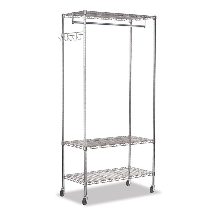Wire Shelving Garment Rack, 30 Garments, 36w x 18d x 75h, Silver