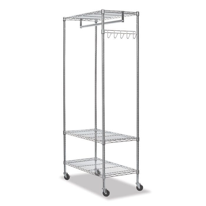 Wire Shelving Garment Rack, 30 Garments, 36w x 18d x 75h, Silver