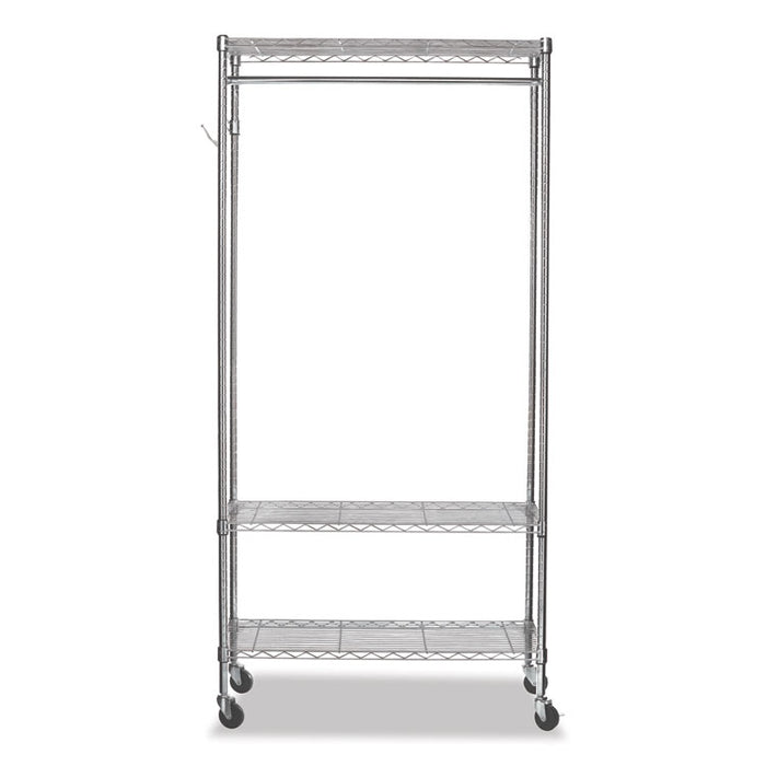Wire Shelving Garment Rack, 30 Garments, 36w x 18d x 75h, Silver