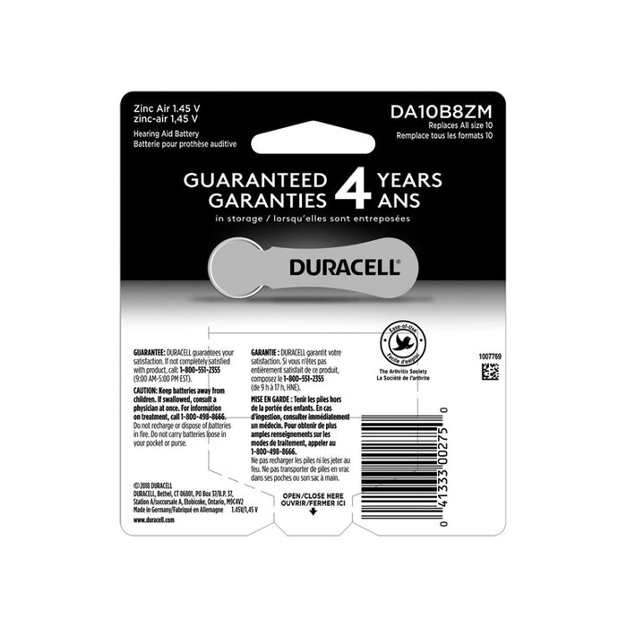 Hearing Aid Battery, #10, 8/Pack
