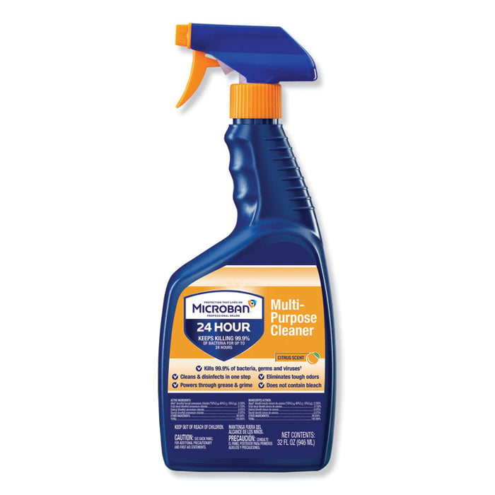 24-Hour Disinfectant Multipurpose Cleaner, Citrus, 32 oz Spray Bottle, 6/Carton