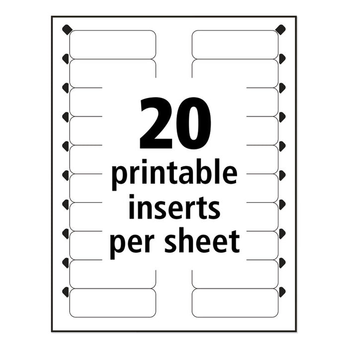 The Mighty Badge Name Badge Inserts, 1 x 3, Clear, Inkjet, 20/Sheet, 5 Sheets/Pack